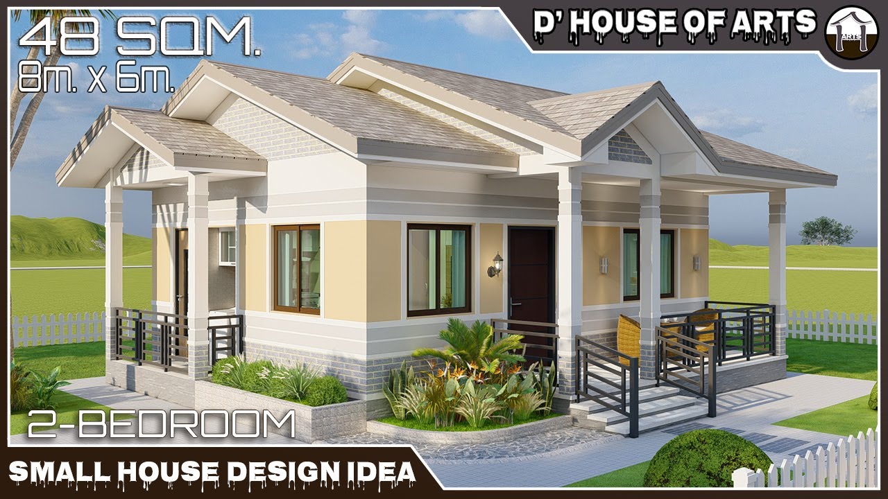 2 BEDROOMS | 48 SQM.( 8m. x 6m.) | Small House Design Idea | New Bungalow House Design 2022