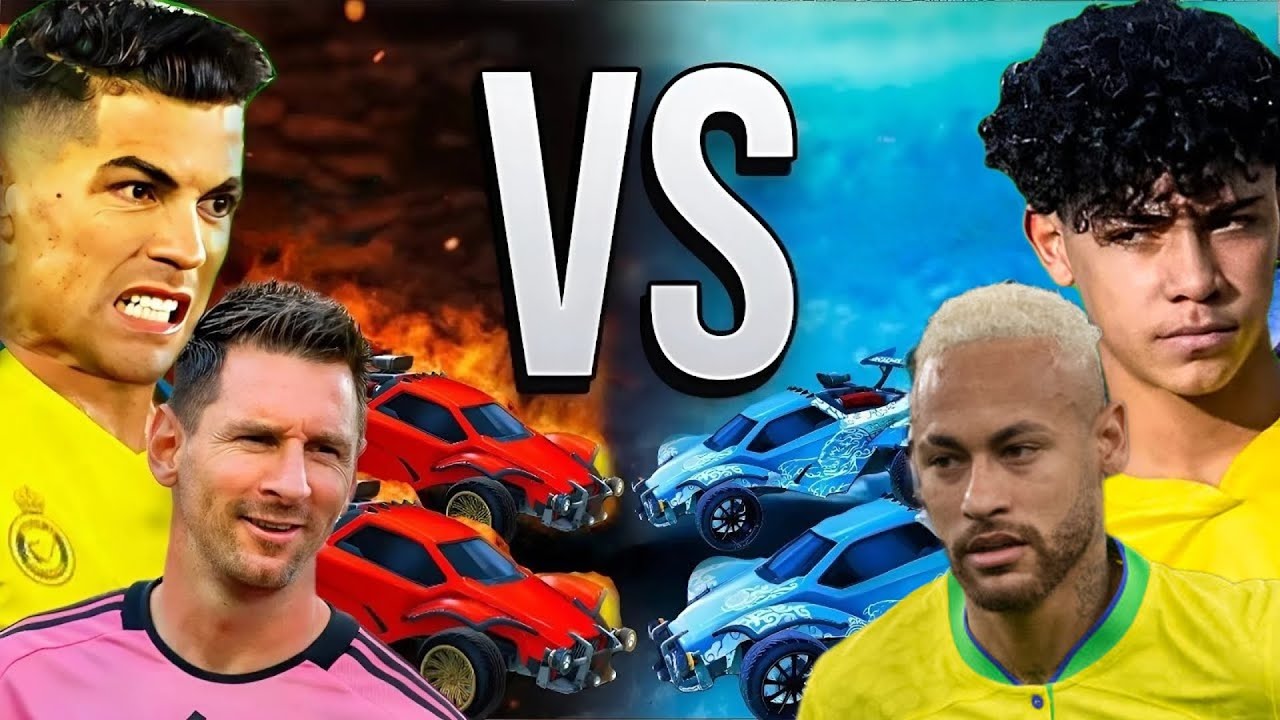 كريستيانو وميسي ضد نيمار وجونيور في روكيت ليج 🔥