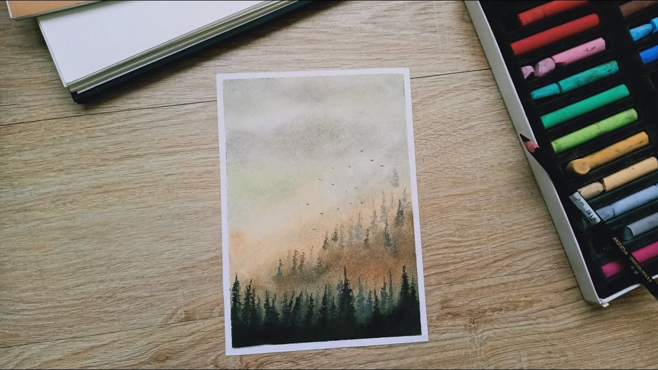 Easy Misty Forest Landscape 3 #17/ Step by Step/ Soft Pastel for Beginner