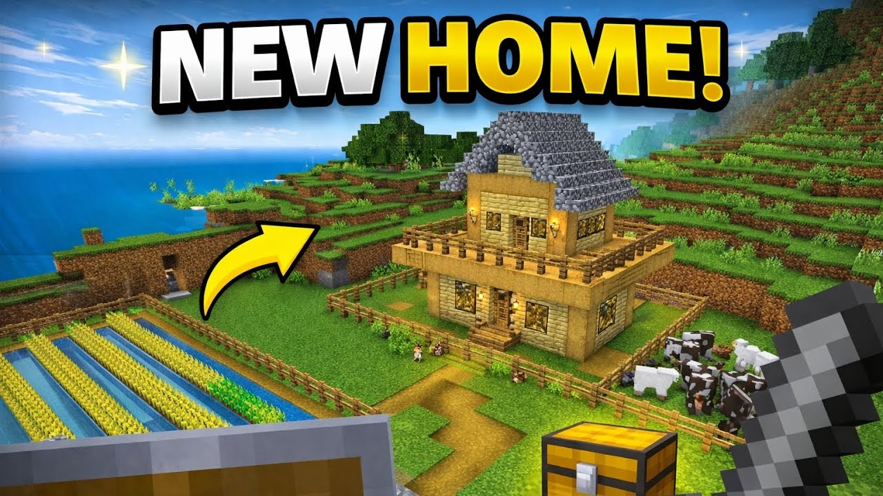 Minecraft Survival Day 19 | Built a Safe Home Near My Farm 🏡