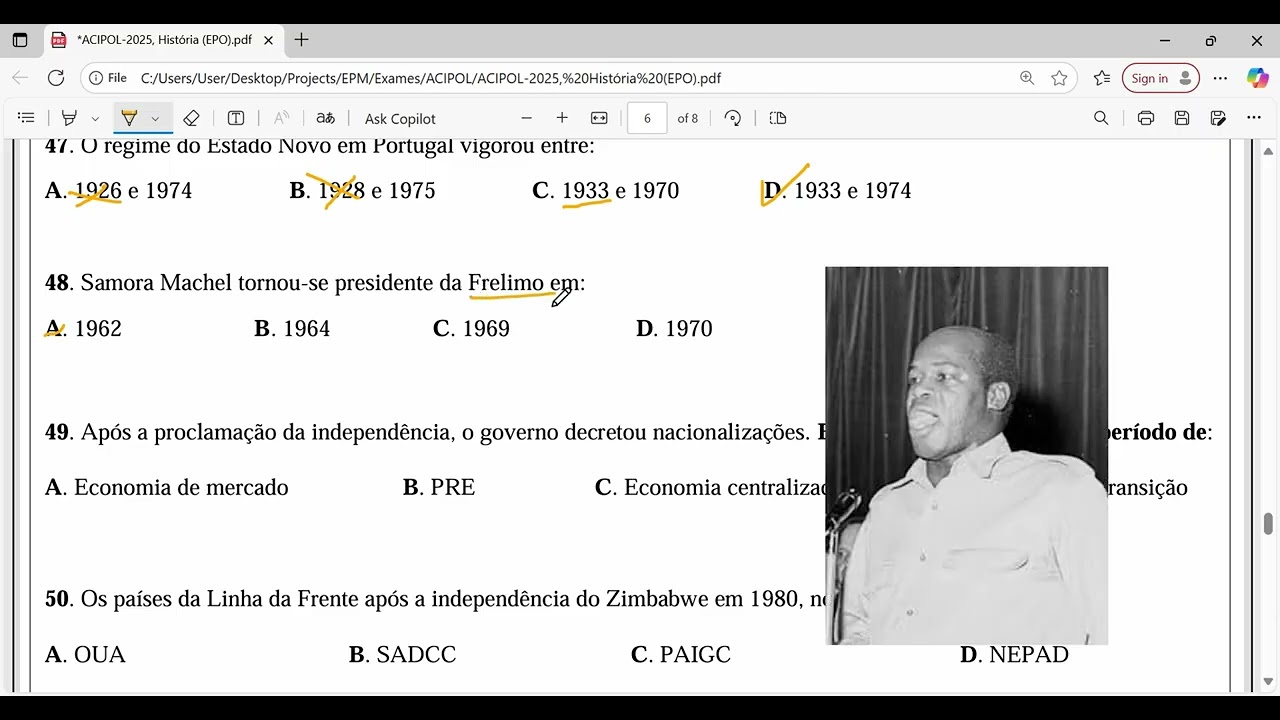 Resolução do Exame de História, ACIPOL-2025 |última parte|