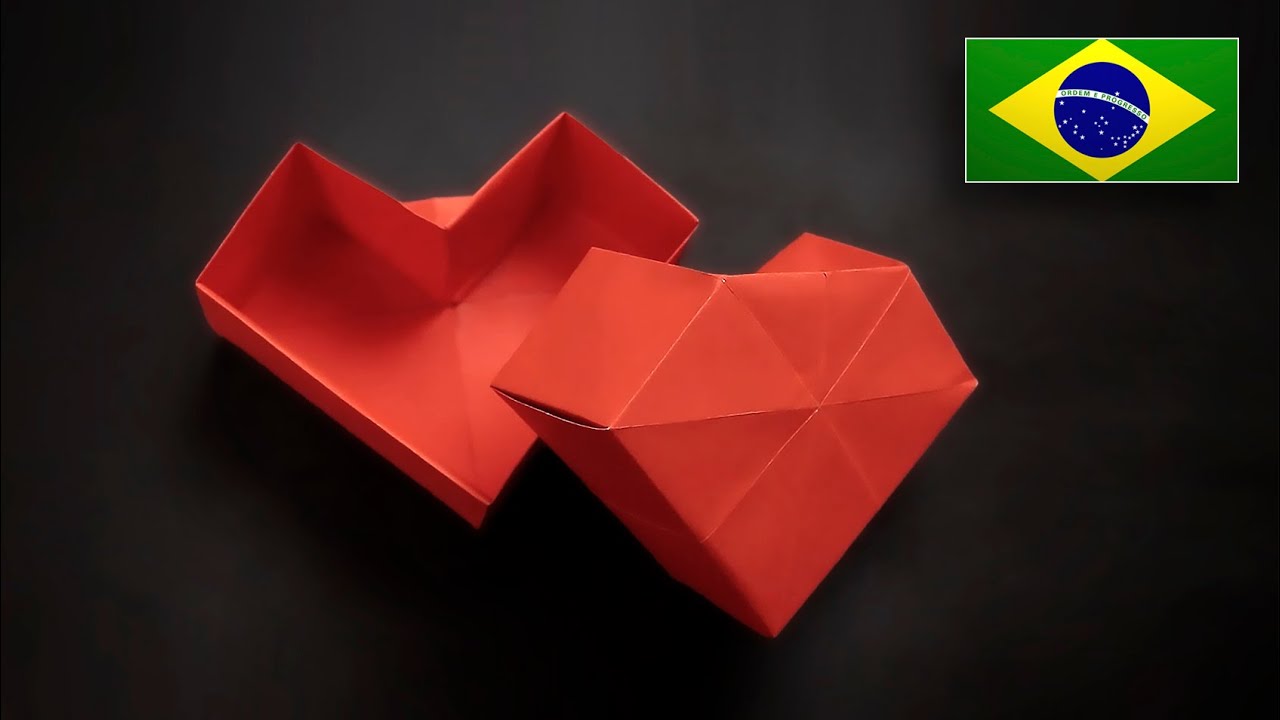 Origami: Caixa de Coração - Instruções em Português PT-BR