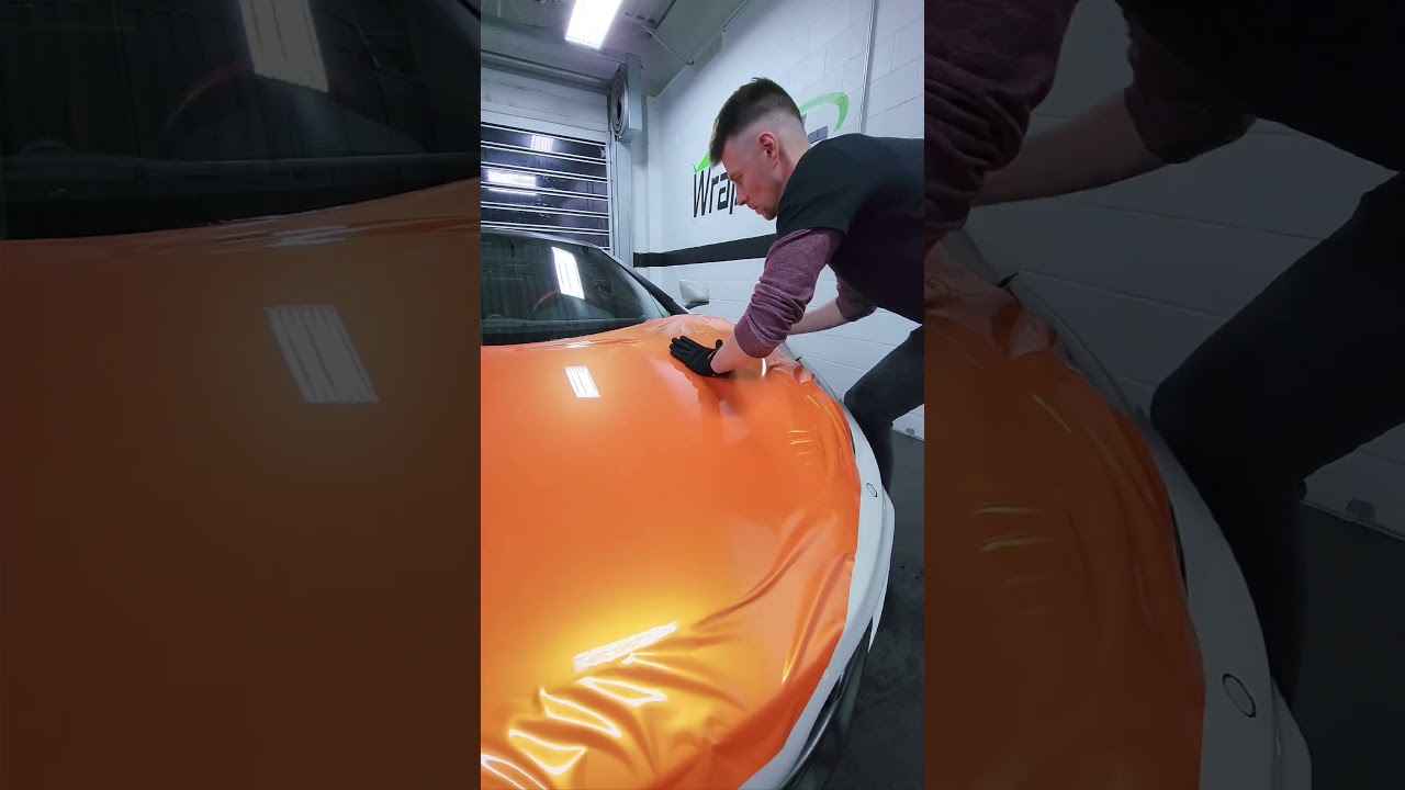 Wrapping this McLaren 12C in Vinyl Frog supergloss Neon Orange 🍊 #asmr #wrap #asmrsounds