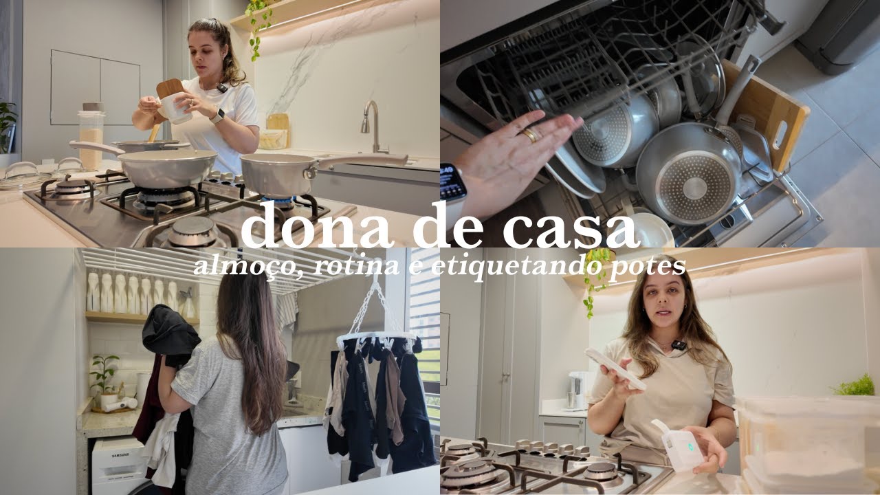 Rotina de dona de casa, almo&ccedil;o completo, feij&atilde;o temperado e etiquetando todos os potes