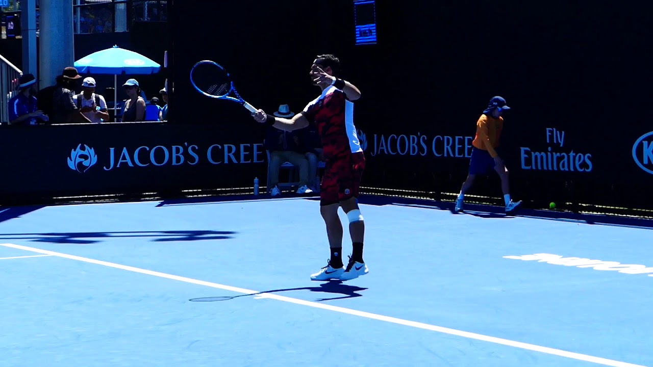 Fabio Fognini practice AO 2018