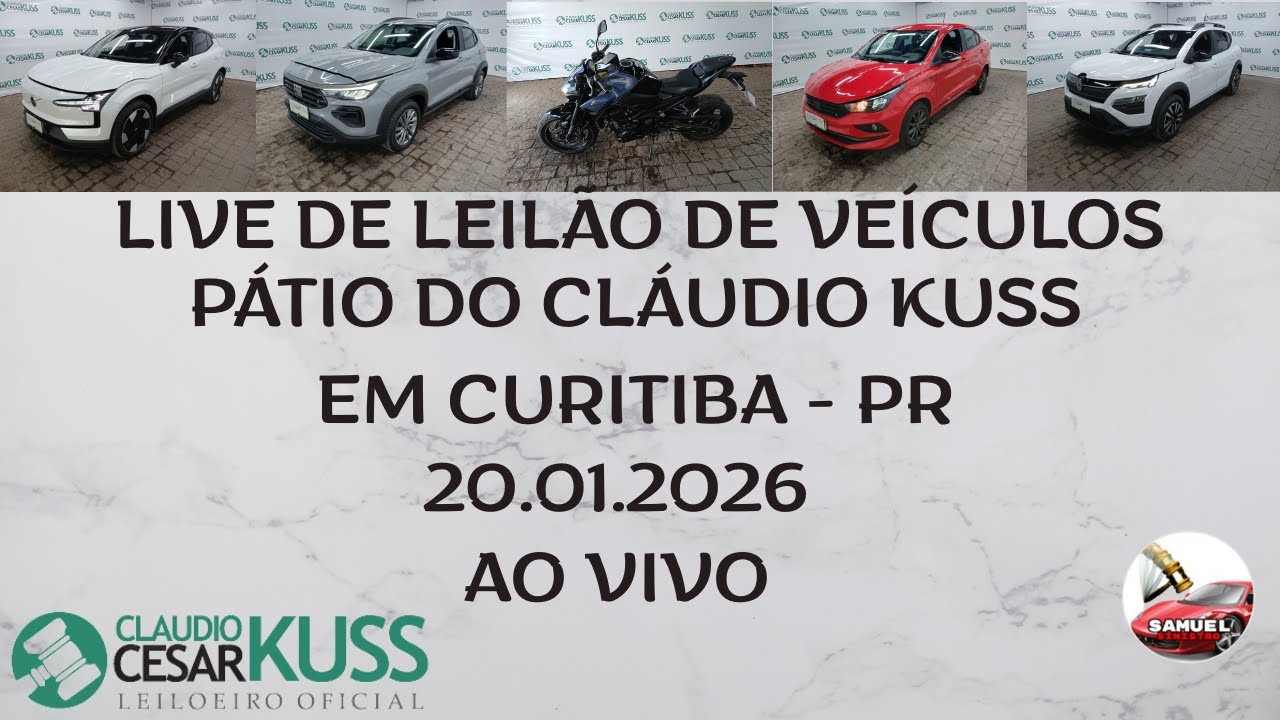LIVE DE LEIL&Atilde;O DE VE&Iacute;CULOS NO P&Aacute;TIO DO CL&Aacute;UDIO KUSS DO DIA 20.01.2026