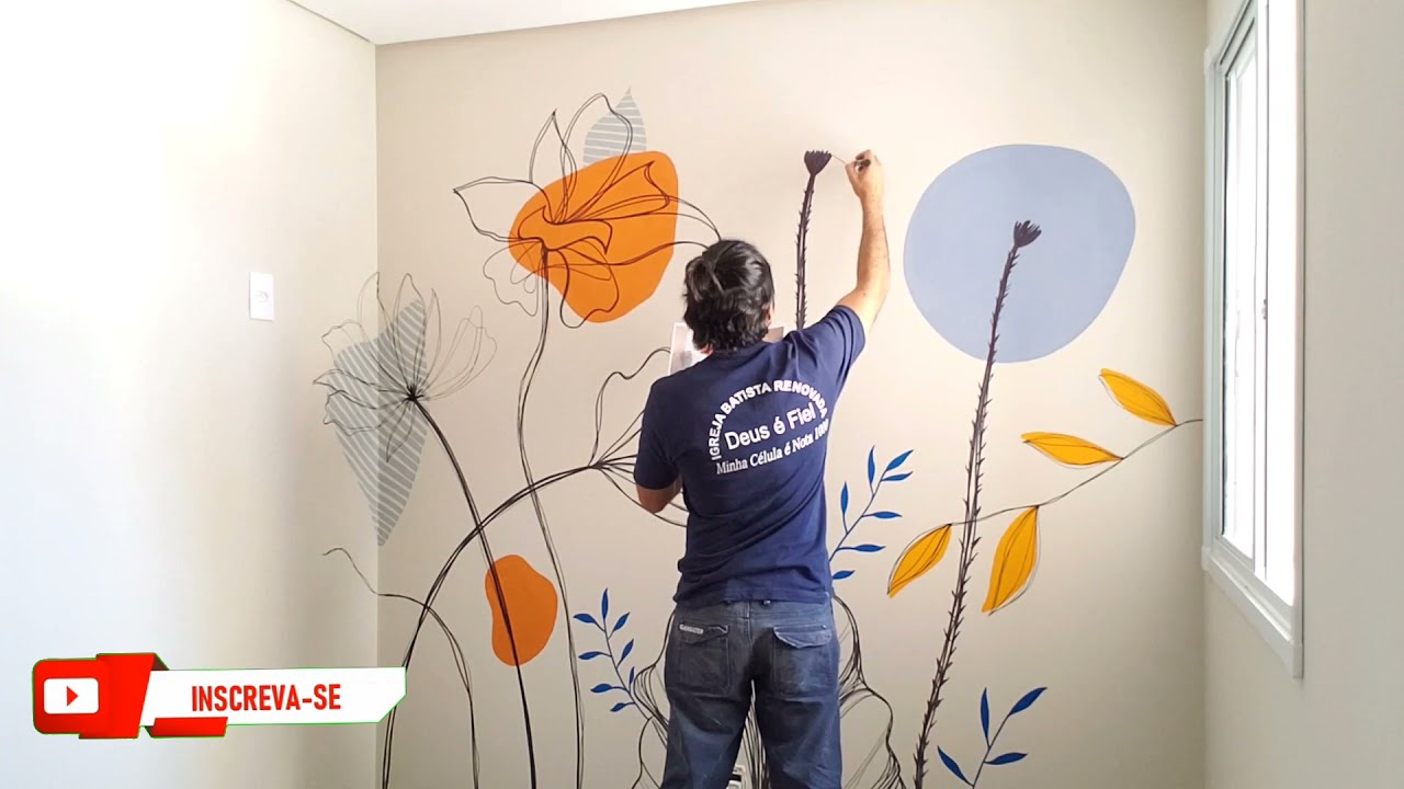 Pintura orgânica em parede / decorando o home office / wall decoration ideas