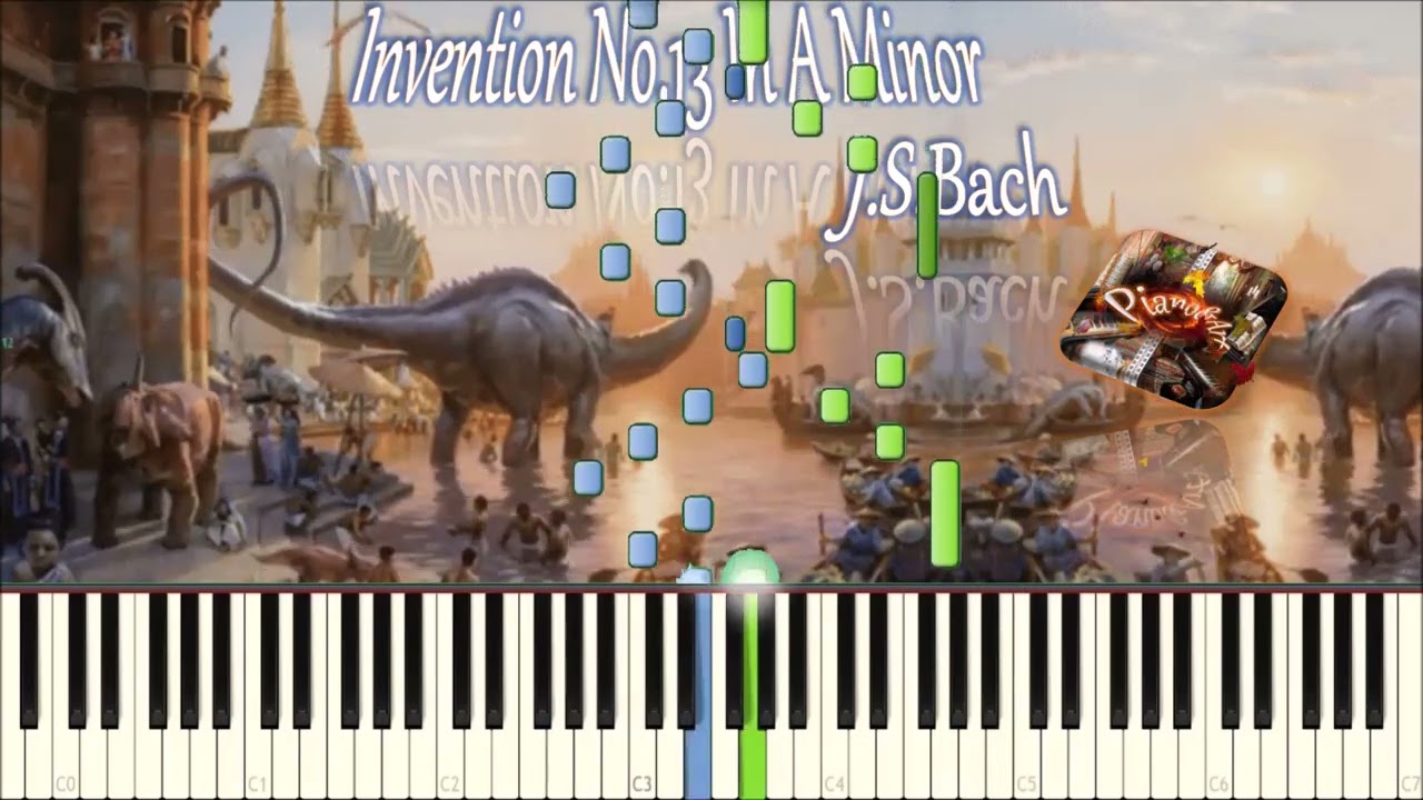 И.С.Бах - Инвенция No.13 ля минор (BWV 784) (piano tutorial) [НОТЫ + MIDI]