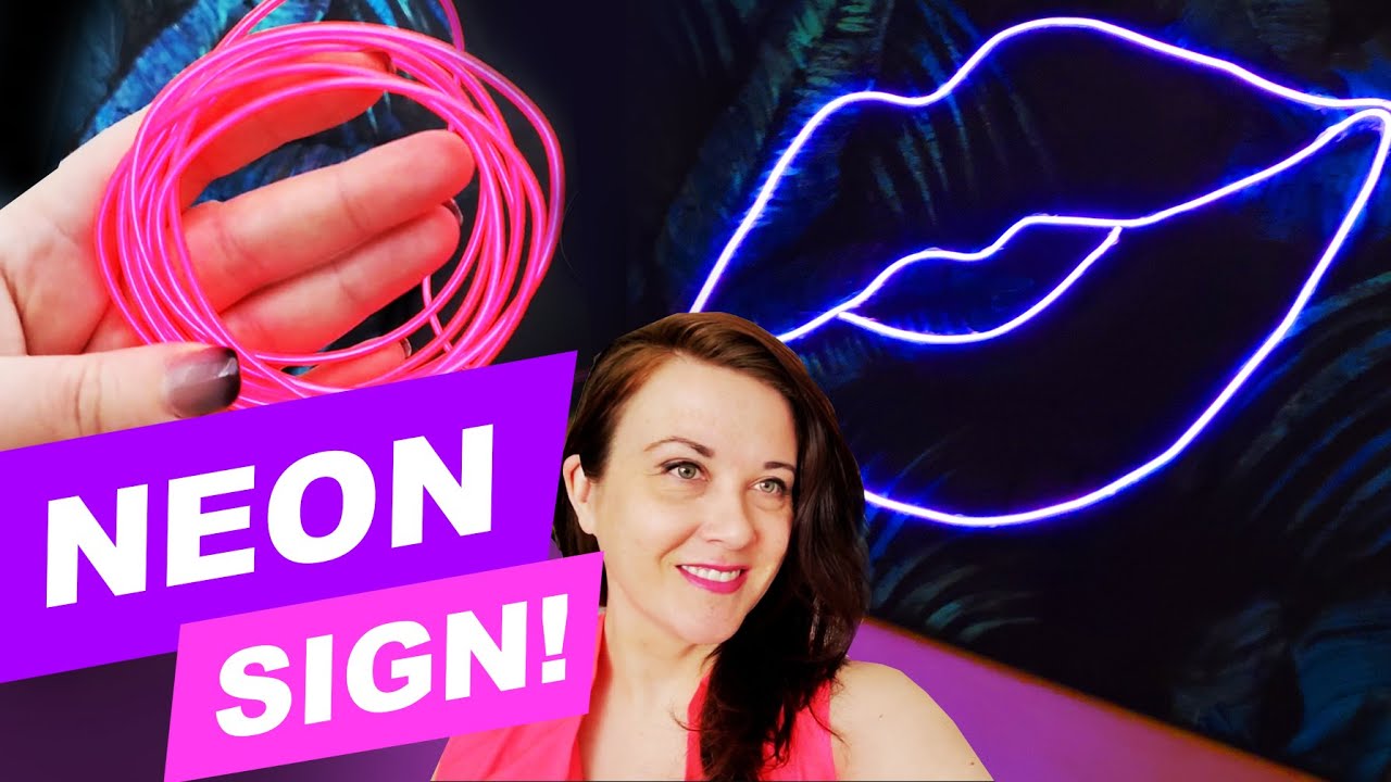 DIY NEON SIGN DECOR - WITH TROPICAL PAINTING ON A CANVAS!
