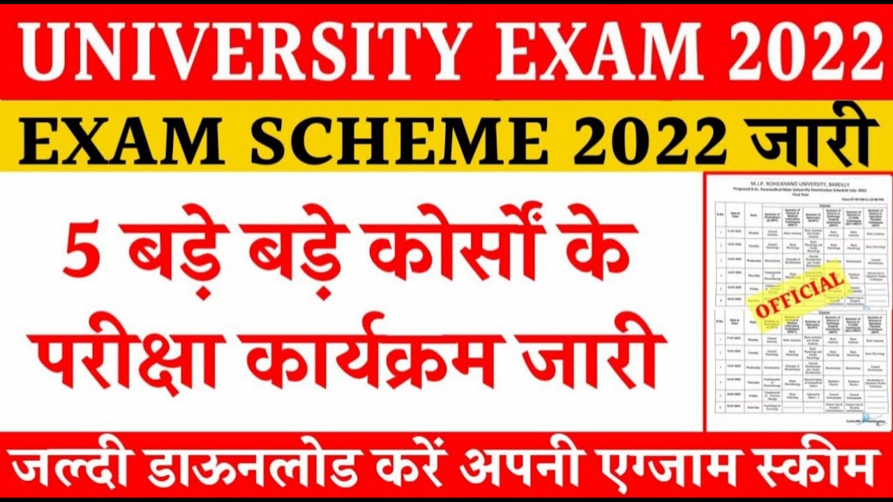 University Exam Time Table 2022 जारी/BA BSc BCom Exam Scheme 2022/MDSU College Exam 2022