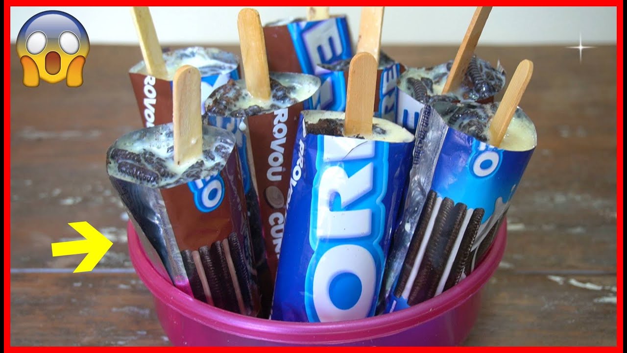 TA CALOR? FAÇA ESSE PICOLÉ DE BOLACHA OREO SUPER GOSTOSO E NO PRÓPRIO SAQUINHO!!