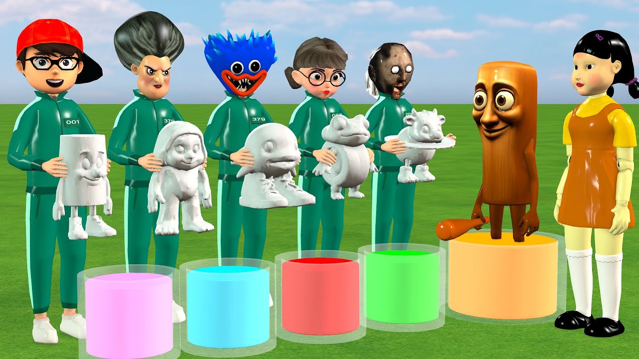 Scary Teacher 3D vs Squid Game Coloring Tung Tung Tung Sahur Brainrot Level Max Challenge