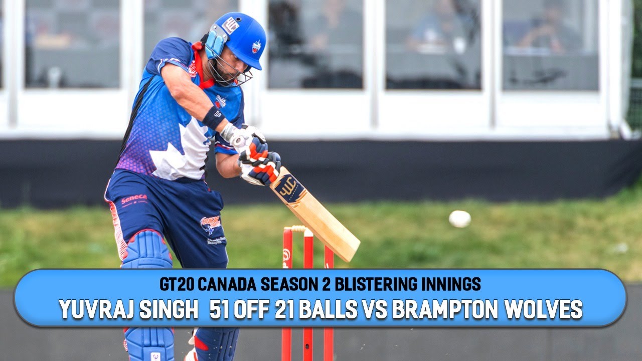 GT20 Canada, сезон 2, блестящие иннинги | Юврадж Сингх набрал 51 ран с 22 мячей против «Брэмптон ...