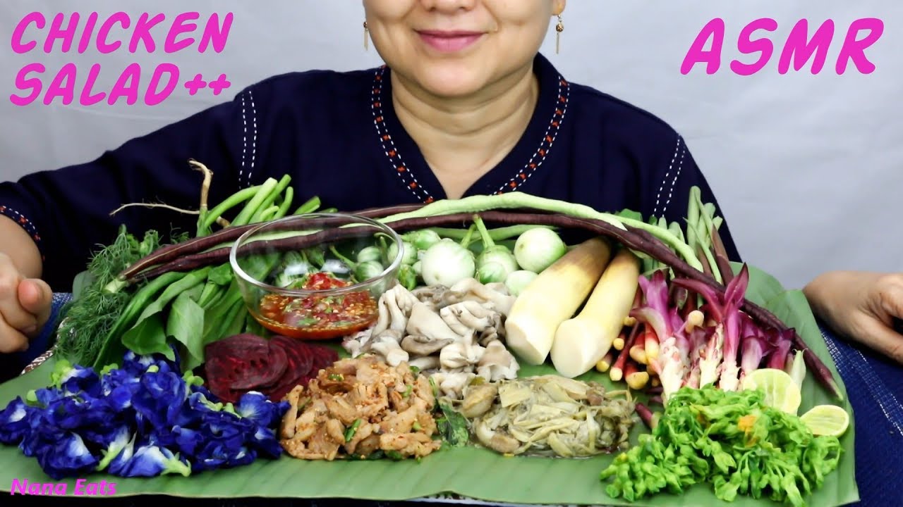 ASMR Chicken Salad & Bamboo | แกงหน่อไม้ | Eating Sounds | Light Whispers | Nana Eats