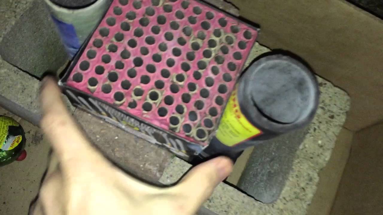 Black Cat 100 Shot Missle Base Fireworks Demo New Years Eve 2016