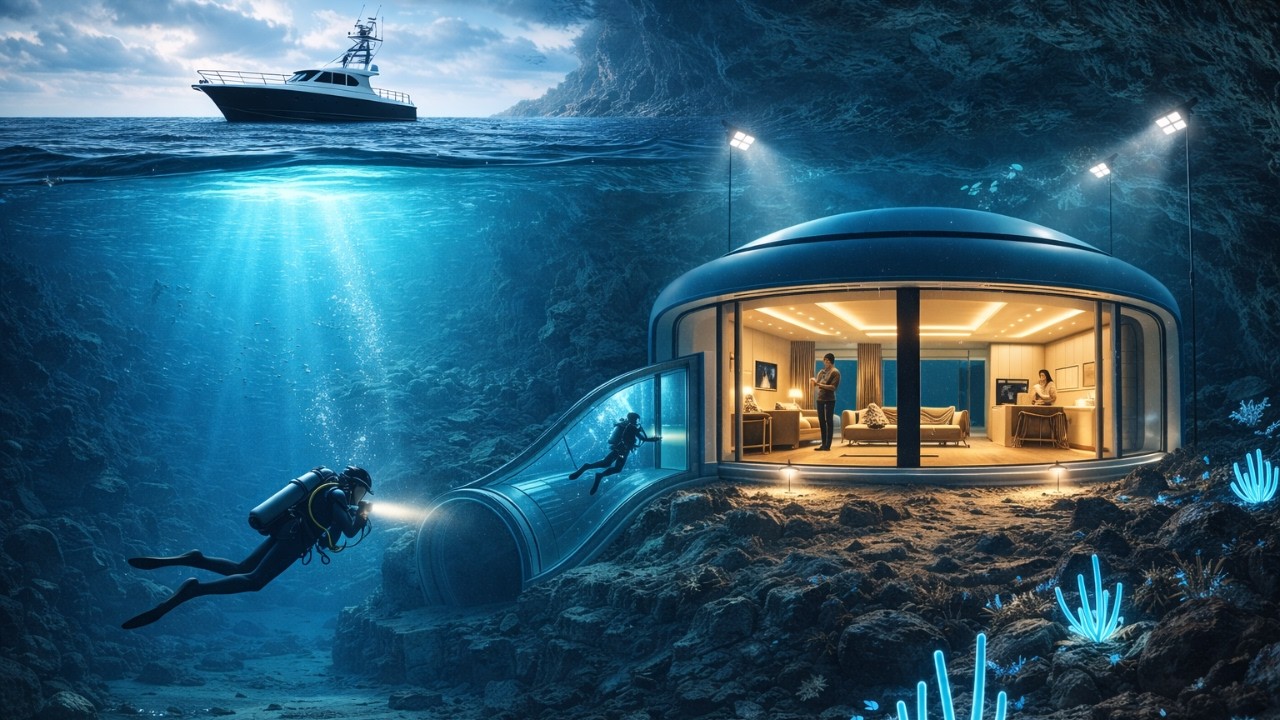 Building a Modern HIDDEN SHELTER Inside a Sea Cave — Extreme Underwater Isolation Build (ASMR)