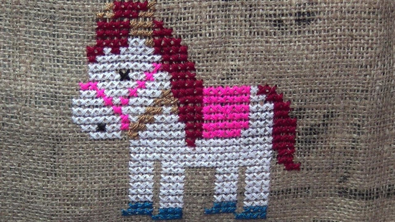 Hand Embroidery Work: Cross Stitch Embroidery : Horse Pattern