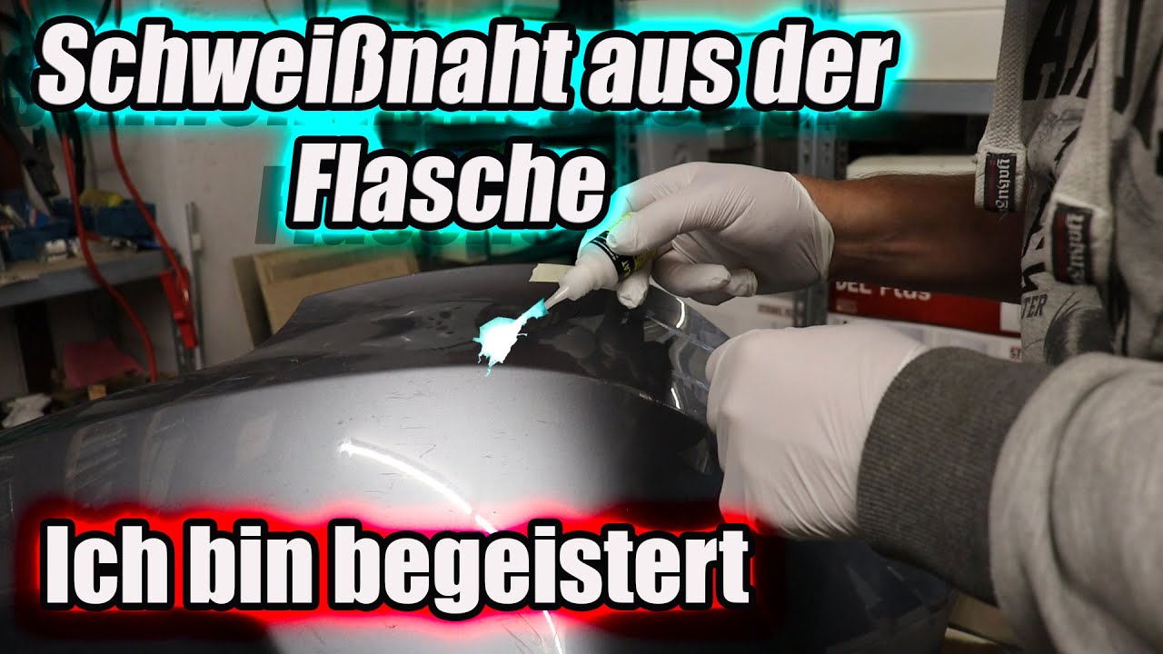 Stoßstange reparieren mit Schweißnaht aus der Flasche + spachtelt und grundieren