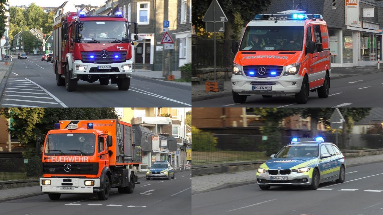 [WLF,Peace von der FF]Einsatzfahrten der Feuerwehr und Polizei Remscheid zu einem Brand