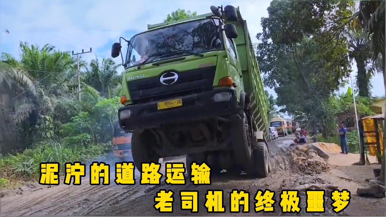 泥泞不堪的道路运输，道路被大车压出的一个大坑，现在成了过往卡车难以逾越的障碍#documentary #纪录片 #印度