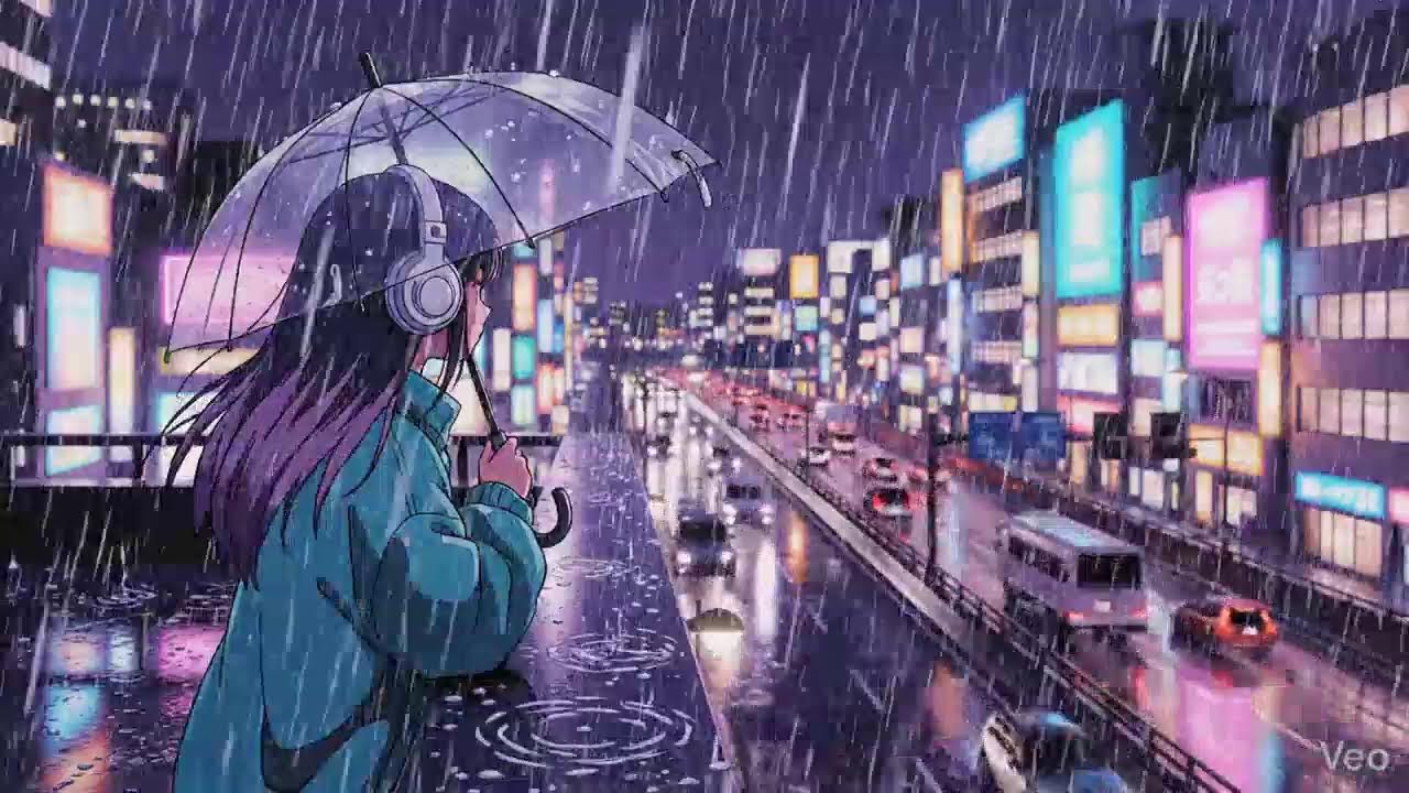 Night Rain Ambience 🌧️ Japanese Neon City Lofi