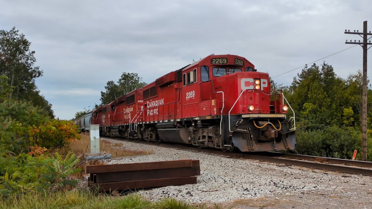 CPKC H08 with 2269 leading passed 1/4 Tapley line near Cavan Ontario Havelock sub
