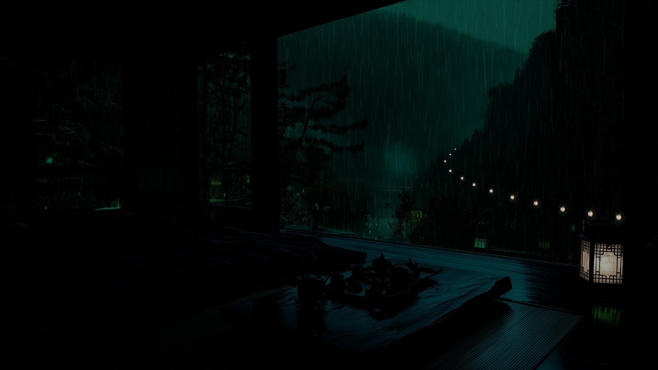 Peaceful Night Rain Sounds in the Deep Mountains 🌧 (No Ads) | Quiet Dark Bedroom for Deep Sleep