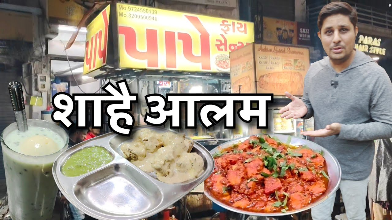 shah e alam food vlog | પાપે ફ્રાય સેન્ટર | Malai Tikka, Chicken Tikka Masala | Baroda Famous Faluda