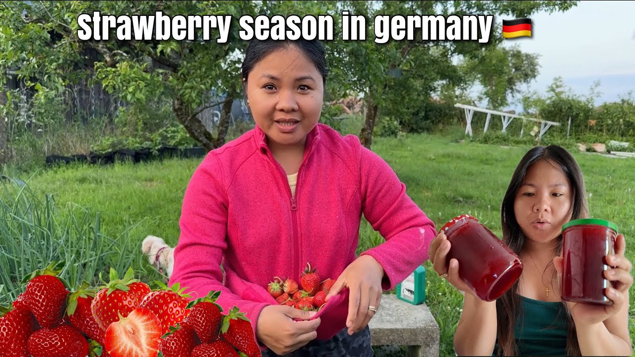 Making marmalade from fresh harvest strawberry mula sa aming garden.Filipina simple life in germany.