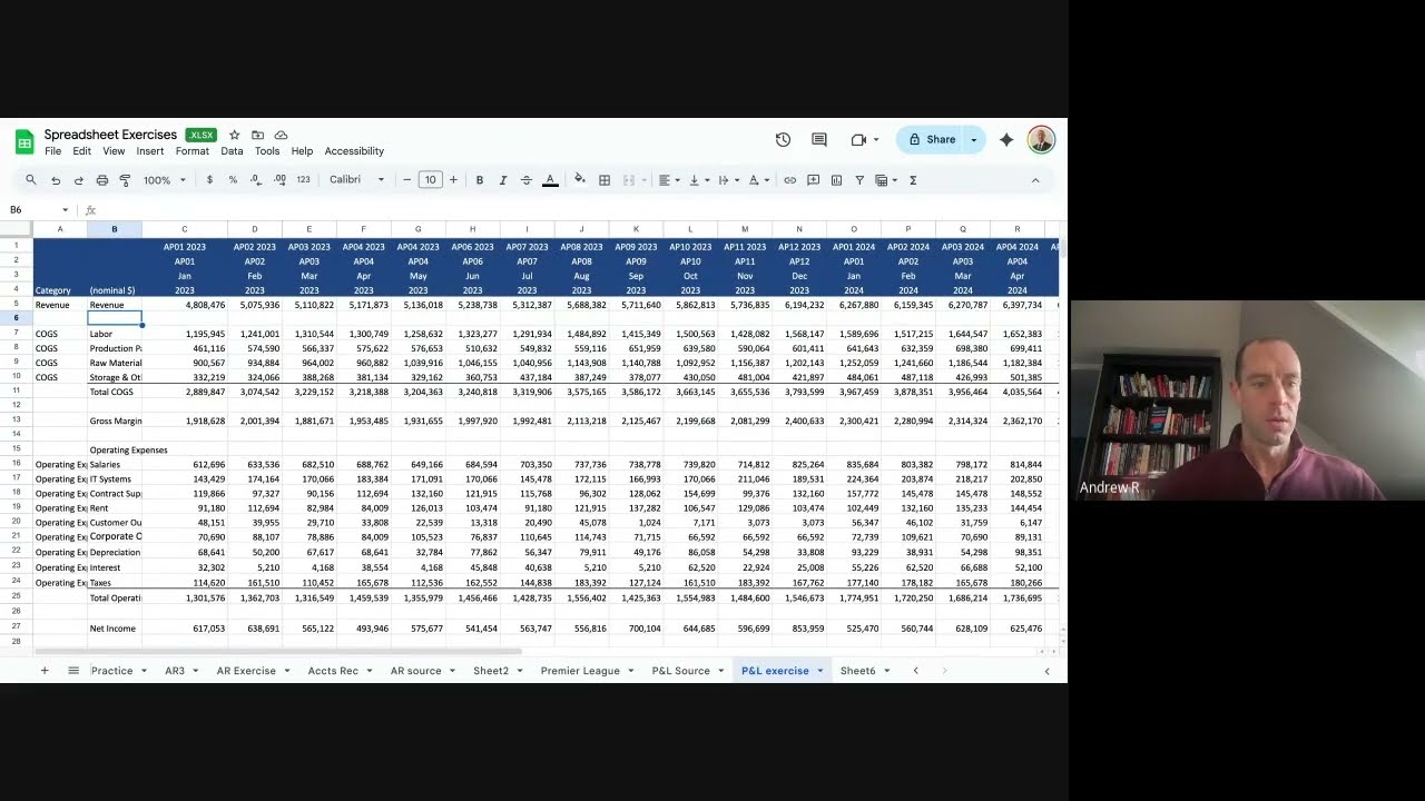 Spreadsheet Exercise - Income Statement Deconstruction