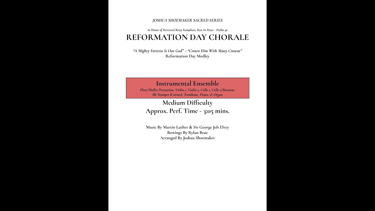 Reformation Day Chorale - Sacred Series (Mixed Ensemble) - Joshua Shoemaker Music