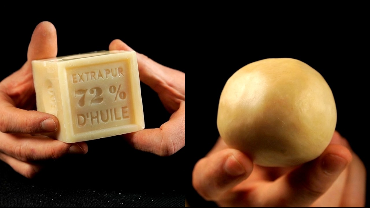 ASMR Carving soap from cube to sphere (no talking)