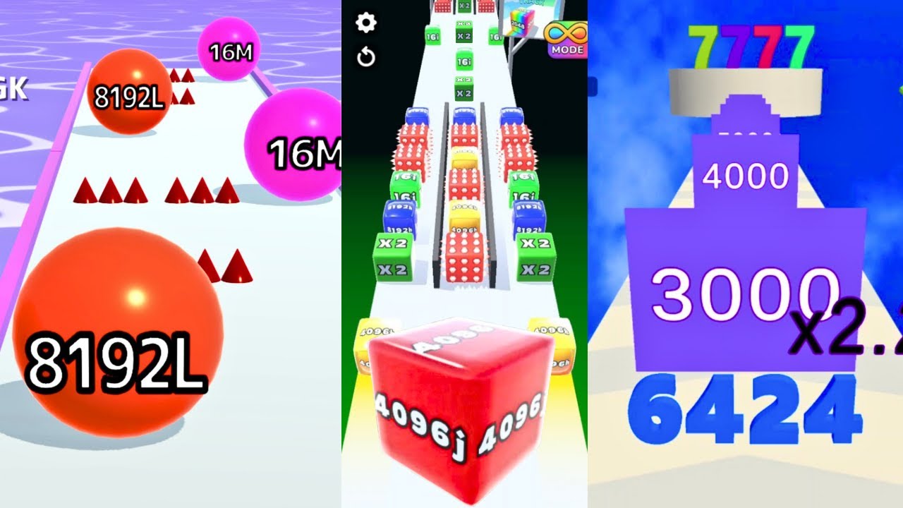 Ball Run 2048 Infinity VS Jelly Run 2048 (4096j High Score) VS Number Run 🔥 3-in-One Gameplay