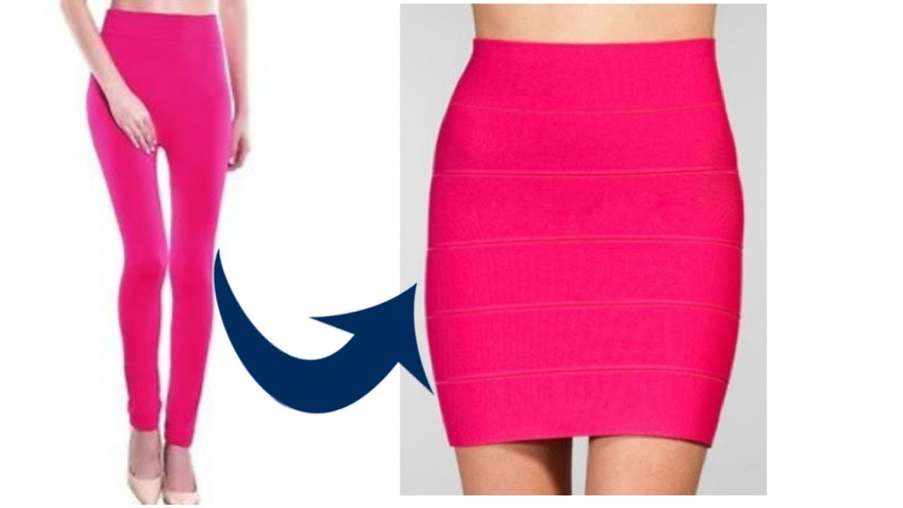 DIY: Convert/recycle old leggings into pencil skirt//refashion clothes/ ways to recycle leggings
