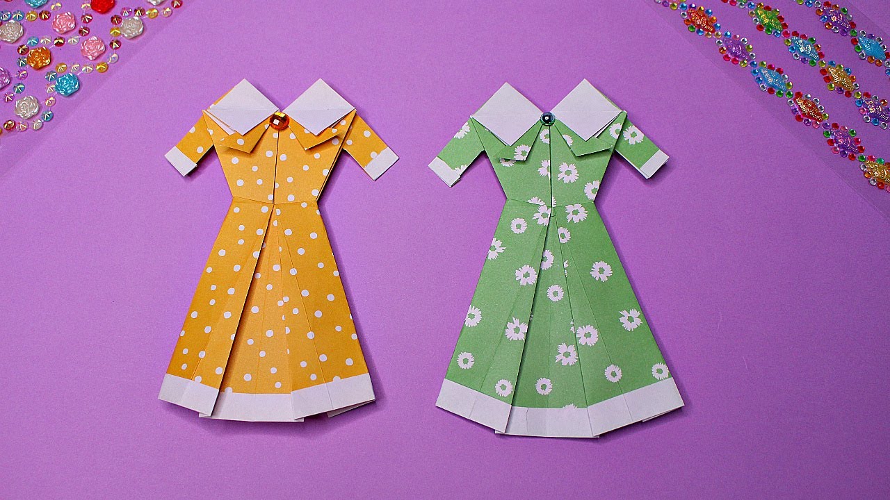 DIY Оригами Платье из бумаги. Как сделать платье из бумаги. Оригами одежда