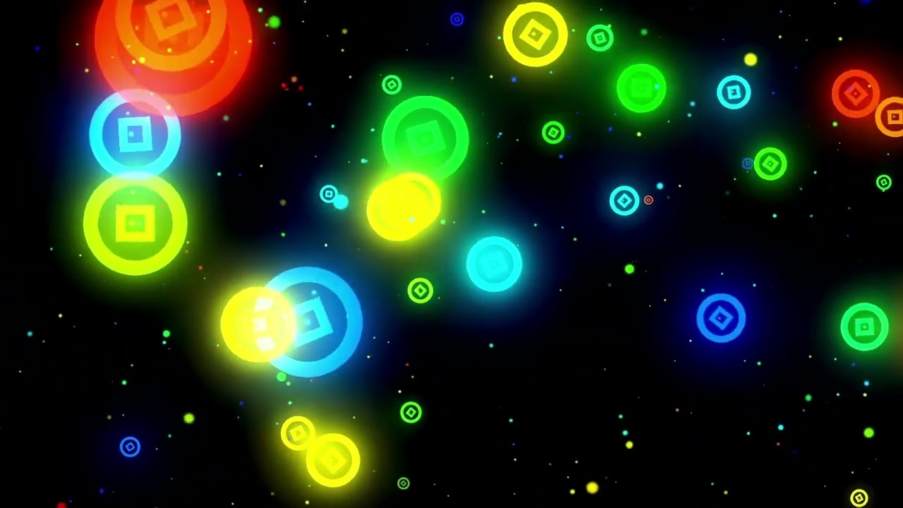 Neon colored circles squares Background looping animation