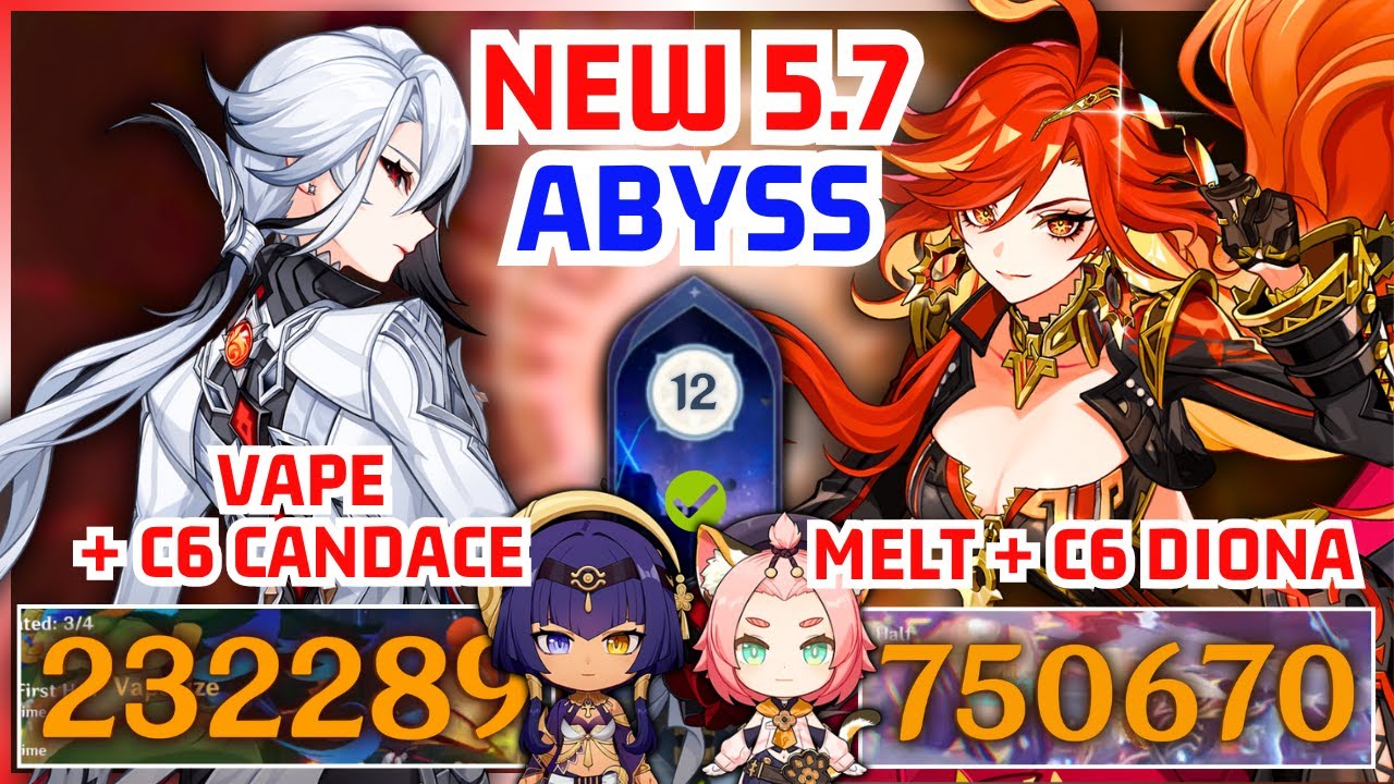 C0 Arlecchino Vape + C6 Candace & C0 Mavuika Melt + Diona | NEW Spiral Abyss 5.7 Floor 12 | Genshin