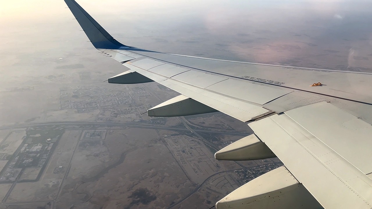 Saudia A320 takeoff from Doha International Airport