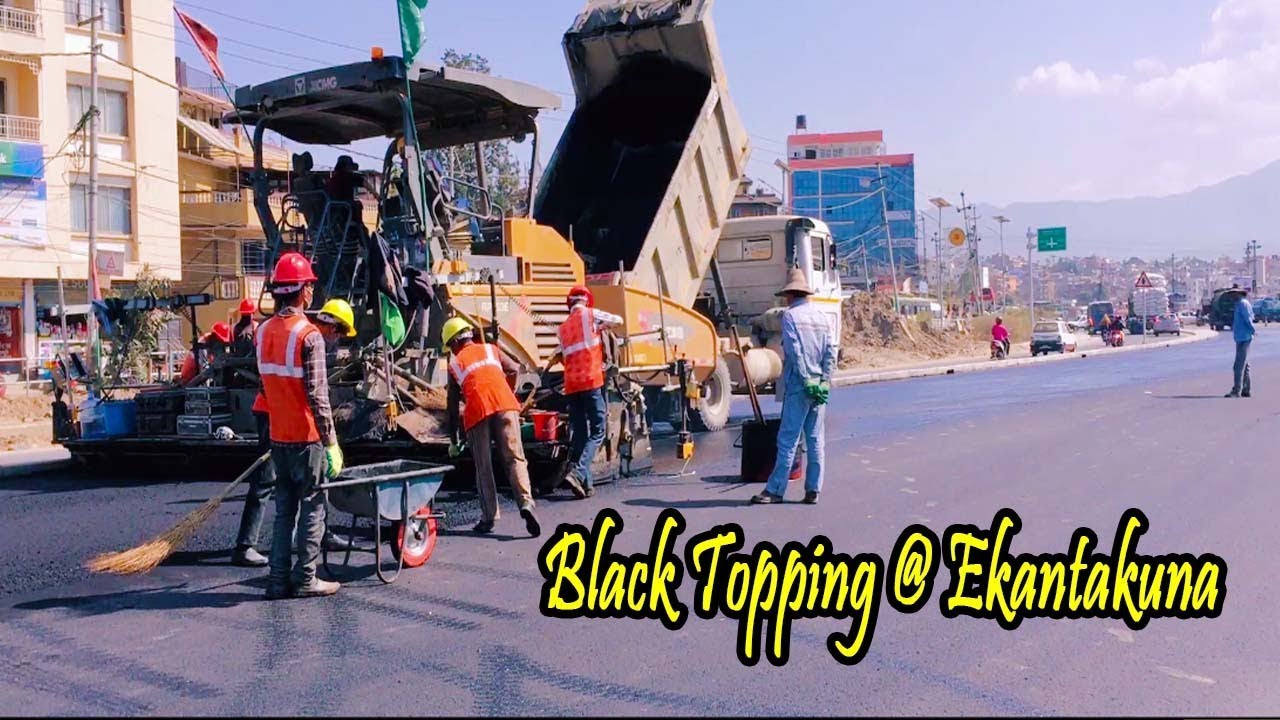 Kathmandu Ring Road Construction - Black Topping at Ekantakuna