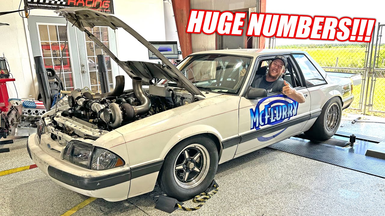 Our Twin Turbo GODZILLA Powered Foxbody Just Made HUGE Horsepower!!! (With a Plastic Intake)
