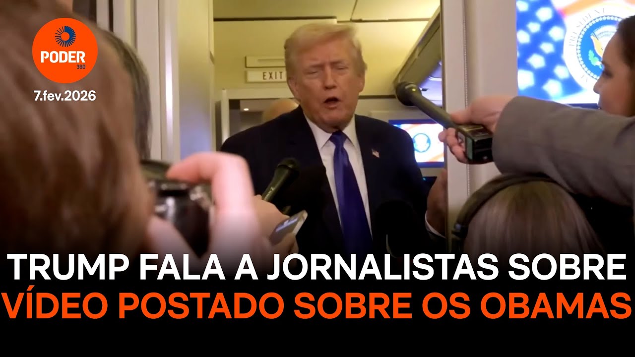 Trump fala a jornalistas sobre vídeo postado sobre os Obamas