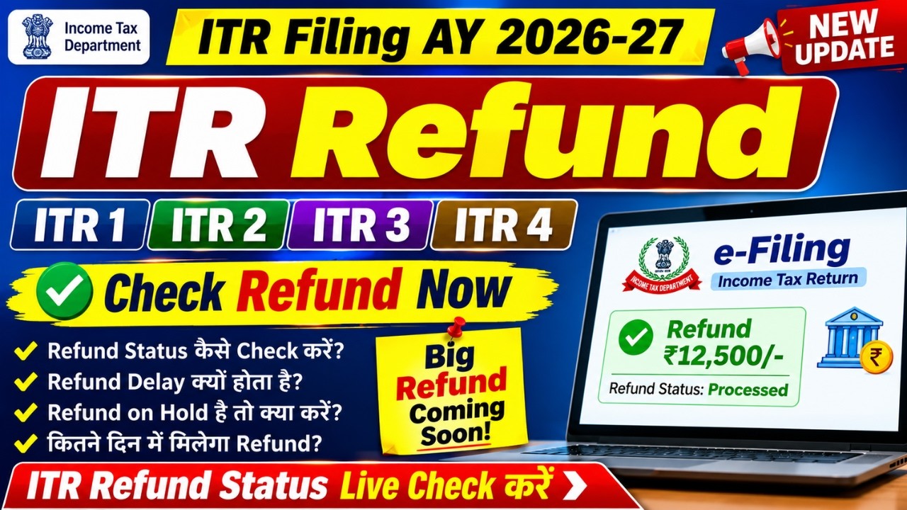 ITR Refund New Update 2026 ITR 1, ITR 2, ITR 3, ITR 4 Refund Status Check AY 2026-27 Refund on Hold