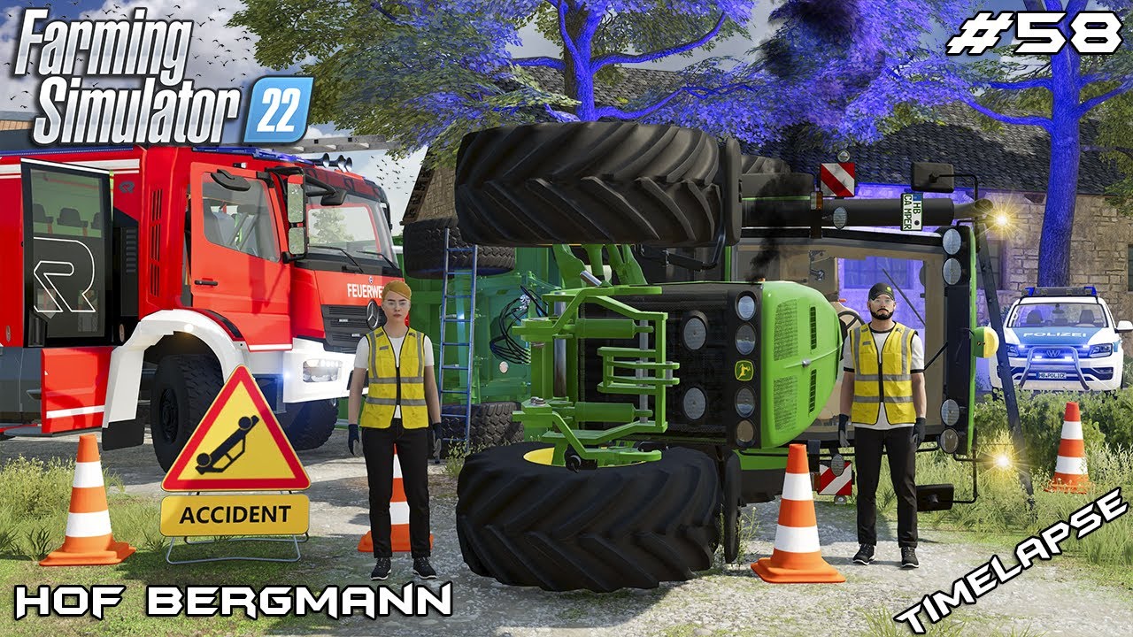 БОЛЬШАЯ АВАРИЯ — перевернутый JOHN DEERE 8230 с прицепом | Hof Bergmann | Farming Simulator 22 | ...