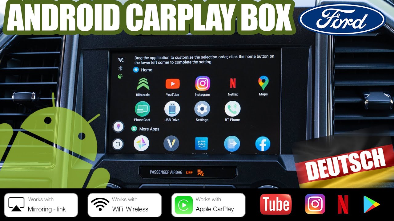 Android CarPlay Box f&uuml;r Ford | Youtube im Auto abspielen |  Twitch, Netflix, Amazon Prime