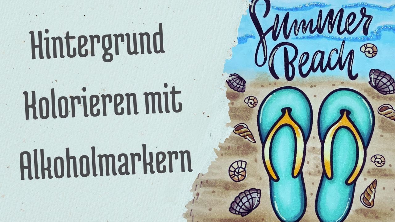 Kolorieren in Echtzeit | Strand und Meer Szene kolorieren mit Alkoholmarkern