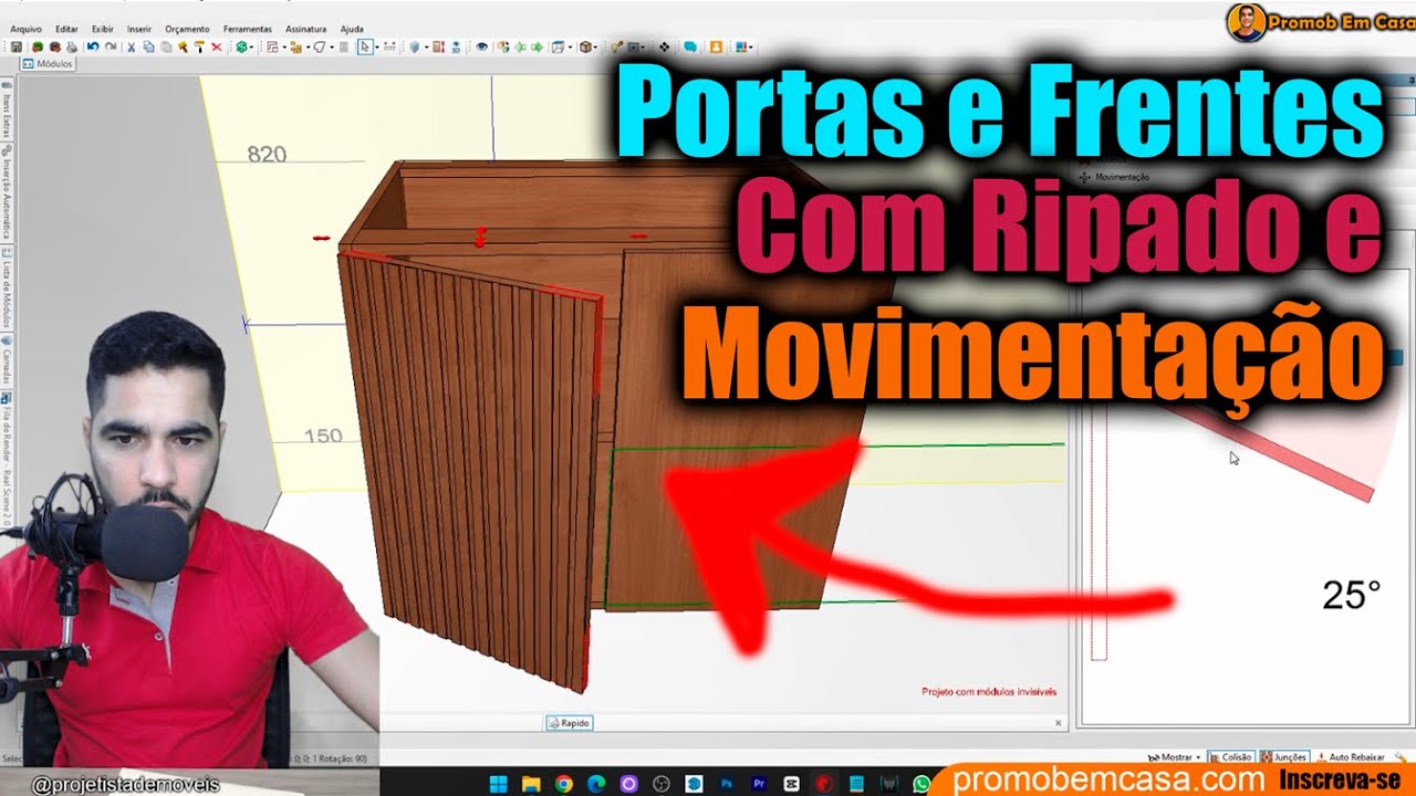 Como Fazer Ripado em Frente de Portas no Promob Curso Promob em Casa