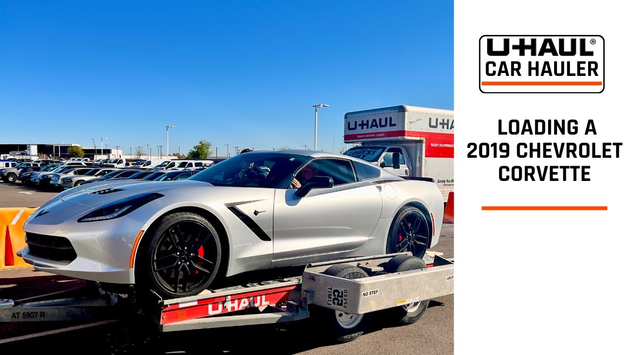 Loading a 2019 Chevy Corvette onto a U-Haul Car Hauler