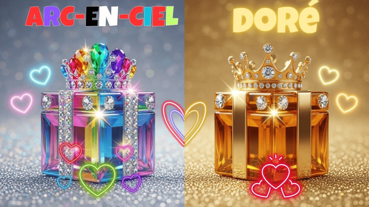 Choisis ton cadeau 🎁🌈💻 Défi 2 boîtes cadeaux || Édition Arc-en-ciel Doré 🌈💛 #choixétincelant