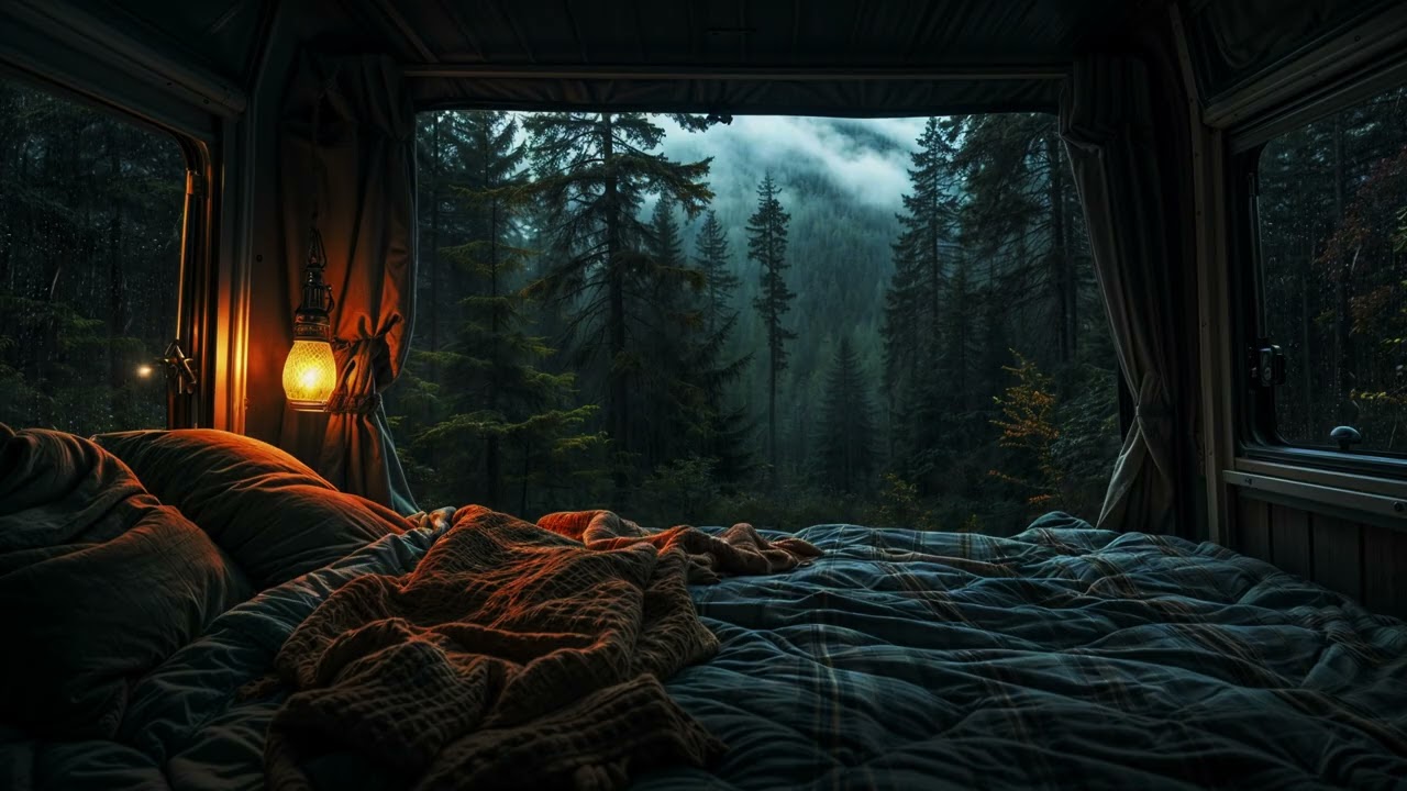 Rain Sounds for Sleep 🌧️ Cozy Forest Camper | 8 Hours Relaxing Night Ambience