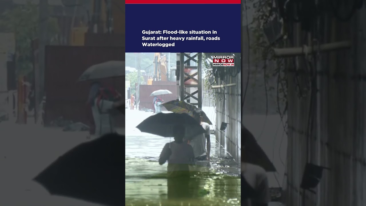 Gujarat: Flood-like situation in Surat after heavy rainfall, roads waterlogged #shorts #ytshorts